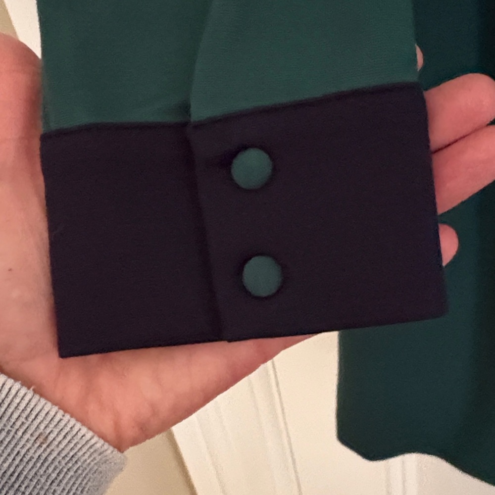 Boden Deep Green Long-Sleeve Polo Dress with Navy Trim - Size 6P NWT - Picture 6 of 7
